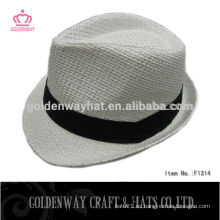 Sombrero barato blanco de Fedora con la venda negra